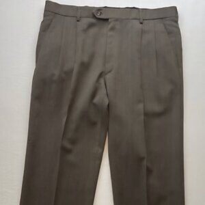 Jos A Banks Career Brown 100% Warm Wool vintage pleated cuffed dress pants 38R